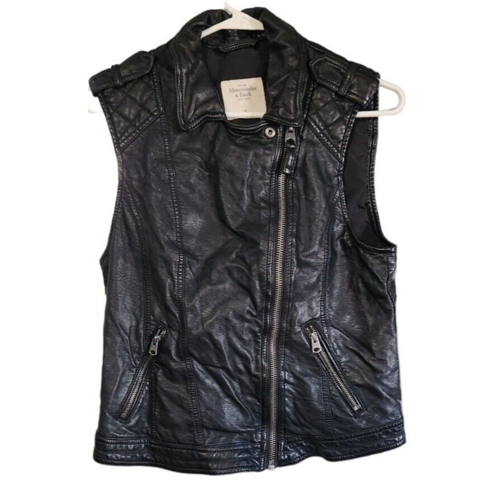 Women's Black Abercrombie & Fitch Black Faux Leather Sz M